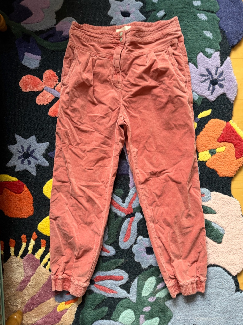 Anthropologie Rose Pink Velvet Jogger Pants